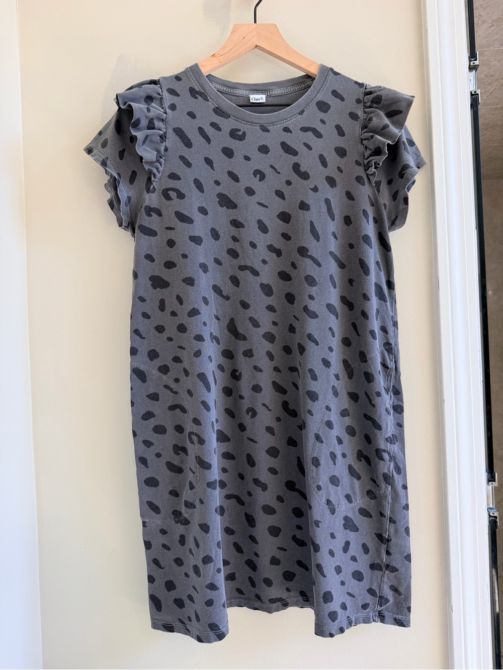 Clare V Ruffle Dress - Faded Black Jaguar original $165